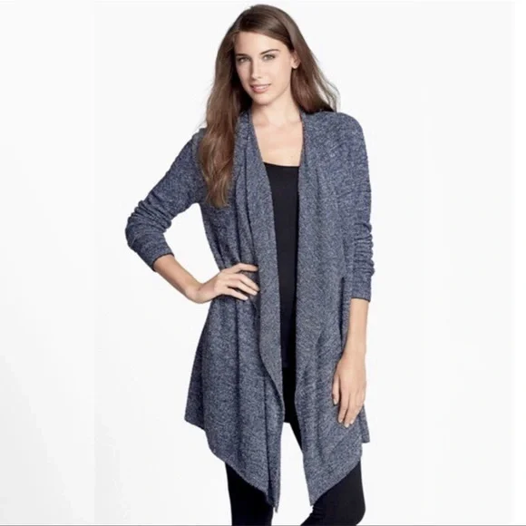 Barefoot Dreams Drape Front Calypso Blue Gray Wrap Sweater Size Small/Medium 436 - Picture 1 of 6